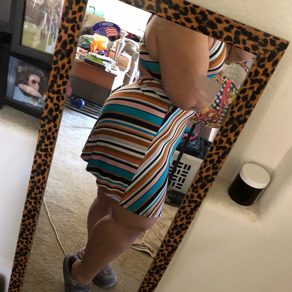 F21 striped strappy back dress